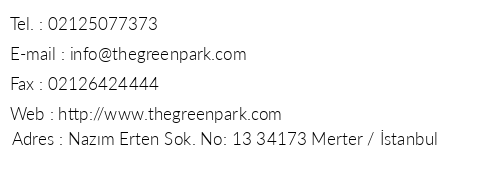The Green Park Hotel Merter telefon numaralar, faks, e-mail, posta adresi ve iletiim bilgileri